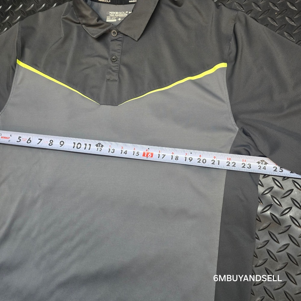 Nike Golf Tour Performance Dri-FIT Polo Shirt Grey Neon Yellow 620079-021 XL - Picture 12 of 13